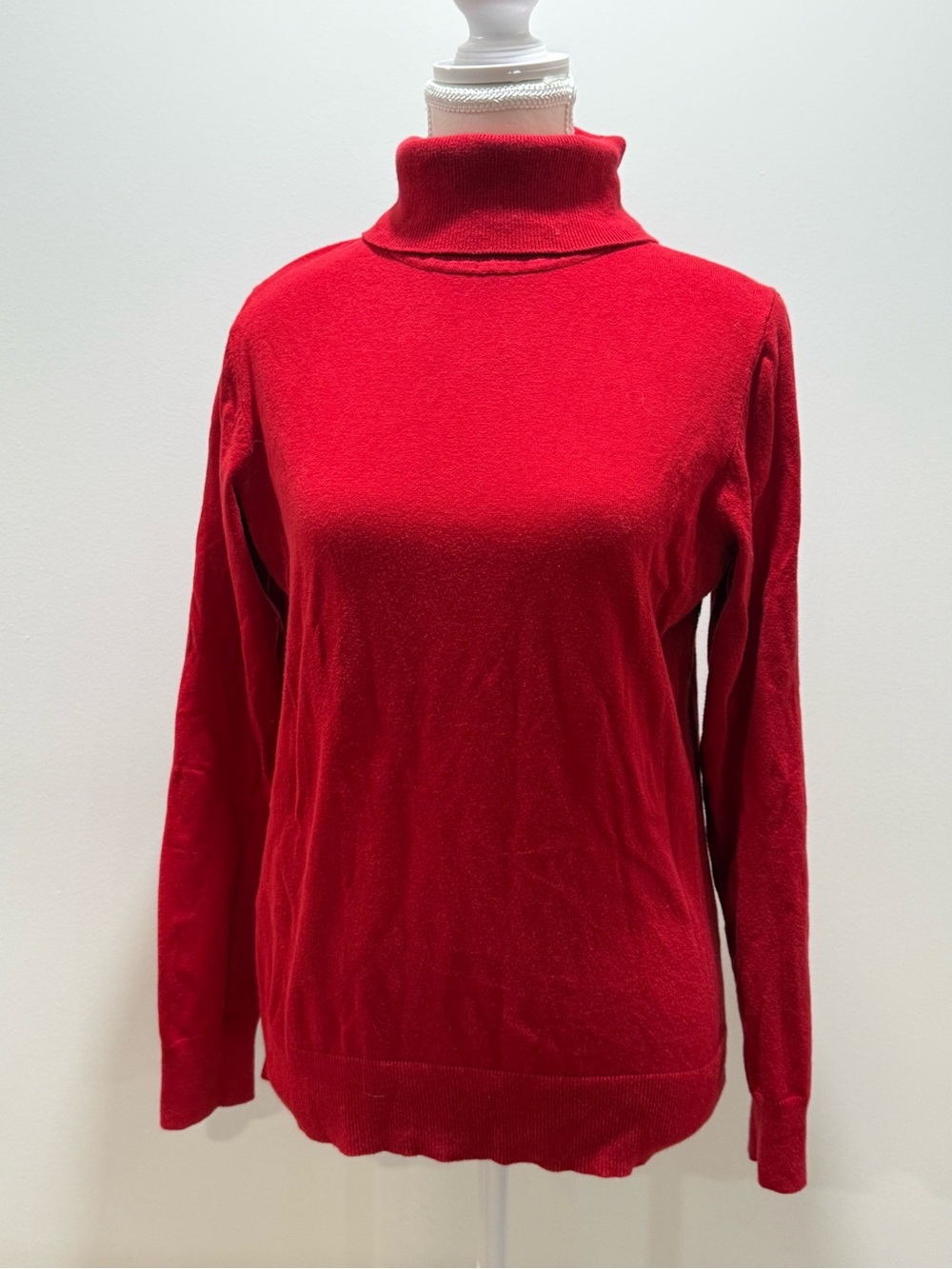 Red Turtleneck Knit Sweater